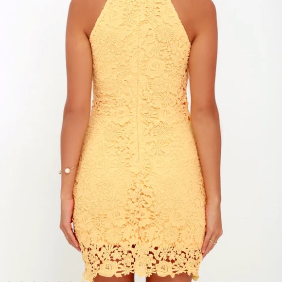 Lulus Love Poem Yellow Lace Mini Dress size Extra Small - Picture 6 of 8